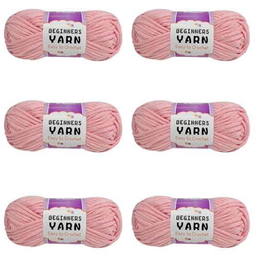 Schlauchgarn, 100g Per Roll Häkelgarn Baumwolle, 3mm Dicke Wolle Zum Häkeln, Häkelwolle Chenille Wolle Zum Häkeln Häkelwolle,Dickes Baumwoll-Nylon-Mischgarn (Pfirsichblütenpollen,6 PCS) von YayaVrillant