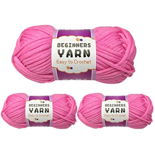 Schlauchgarn, 100g Per Roll Häkelgarn Baumwolle, 3mm Dicke Wolle Zum Häkeln, Häkelwolle Chenille Wolle Zum Häkeln Häkelwolle,Dickes Baumwoll-Nylon-Mischgarn (Rosa,3 PCS) von YayaVrillant