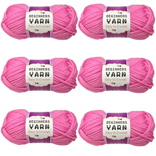 Schlauchgarn, 100g Per Roll Häkelgarn Baumwolle, 3mm Dicke Wolle Zum Häkeln, Häkelwolle Chenille Wolle Zum Häkeln Häkelwolle,Dickes Baumwoll-Nylon-Mischgarn (Rosa,6 PCS) von YayaVrillant