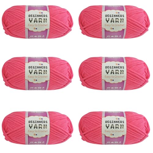 Schlauchgarn, 100g Per Roll Häkelgarn Baumwolle, 3mm Dicke Wolle Zum Häkeln, Häkelwolle Chenille Wolle Zum Häkeln Häkelwolle,Dickes Baumwoll-Nylon-Mischgarn (Rosenrot,6 PCS) von YayaVrillant