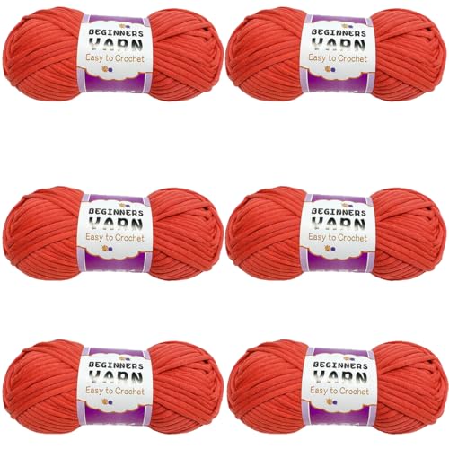 Schlauchgarn, 100g Per Roll Häkelgarn Baumwolle, 3mm Dicke Wolle Zum Häkeln, Häkelwolle Chenille Wolle Zum Häkeln Häkelwolle,Dickes Baumwoll-Nylon-Mischgarn (Rot,6 PCS) von YayaVrillant