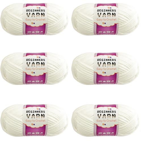Schlauchgarn, 100g Per Roll Häkelgarn Baumwolle, 3mm Dicke Wolle Zum Häkeln, Häkelwolle Chenille Wolle Zum Häkeln Häkelwolle,Dickes Baumwoll-Nylon-Mischgarn (Weiß,6 PCS) von YayaVrillant