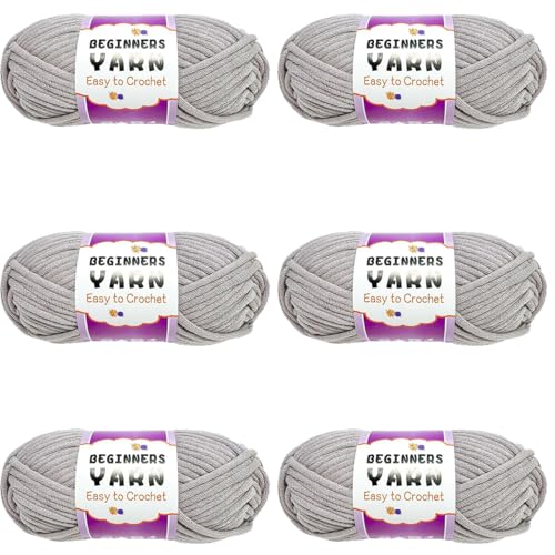 Schlauchgarn, 100g Per Roll Häkelgarn Baumwolle, 3mm Dicke Wolle Zum Häkeln, Häkelwolle Chenille Wolle Zum Häkeln Häkelwolle,Dickes Baumwoll-Nylon-Mischgarn (grau,6 PCS) von YayaVrillant