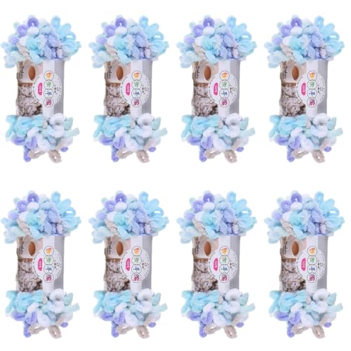 Schlingengarn, Chenille Wolle Zum Häkeln, Puffy Wolle Chenille Schlaufenwolle Häkeln Und Stricken Ohne Hilfsmittel Kleidung Accesoire Decken Teppiche (Farbabstimmung B,8 PCS) von YayaVrillant