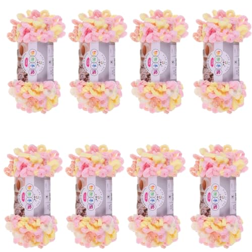 Schlingengarn, Chenille Wolle Zum Häkeln, Puffy Wolle Chenille Schlaufenwolle Häkeln Und Stricken Ohne Hilfsmittel Kleidung Accesoire Decken Teppiche (Farbabstimmung C,8 PCS) von YayaVrillant