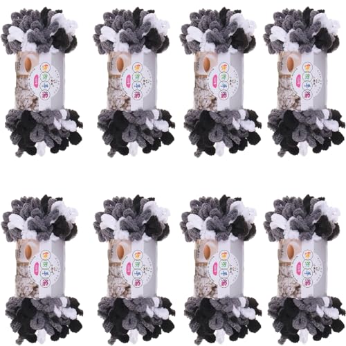Schlingengarn, Chenille Wolle Zum Häkeln, Puffy Wolle Chenille Schlaufenwolle Häkeln Und Stricken Ohne Hilfsmittel Kleidung Accesoire Decken Teppiche (Farbabstimmung I,8 PCS) von YayaVrillant