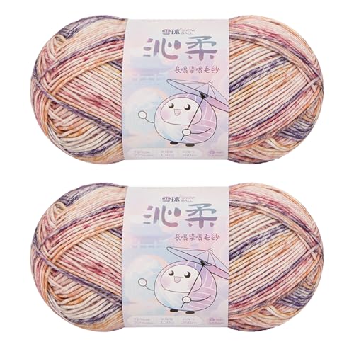 Sockenwolle | 100g Sockengarn Aus Baumwolle in Verschiedenen Farben | Handstrickgarn Aus 78% Cotton & 22% Acrylic | Wolle Zum Stricken & Häkeln | 260m Garn (Kombination A,2 PCS) von YayaVrillant