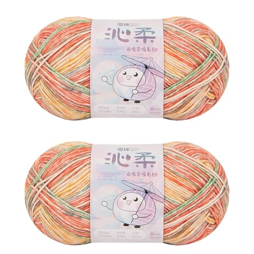 Sockenwolle | 100g Sockengarn Aus Baumwolle in Verschiedenen Farben | Handstrickgarn Aus 78% Cotton & 22% Acrylic | Wolle Zum Stricken & Häkeln | 260m Garn (Kombination D,2 PCS) von YayaVrillant