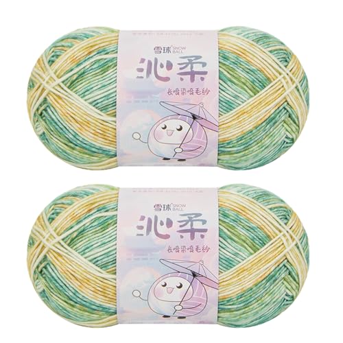 Sockenwolle | 100g Sockengarn Aus Baumwolle in Verschiedenen Farben | Handstrickgarn Aus 78% Cotton & 22% Acrylic | Wolle Zum Stricken & Häkeln | 260m Garn (Kombination F,2 PCS) von YayaVrillant