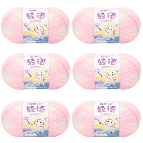 Sockenwolle Baumwolle 100g, 300 Mete Cupcakes Bobbel, Mehrfarbiges Gradient Häkelgarn, Handstrick Häkeln Baumwollstrickgarn Zum Pullover Hüte (Kombination A (ohne helle Seide),6 PCS) von YayaVrillant