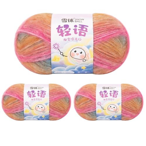 Sockenwolle Baumwolle 100g, 300 Mete Cupcakes Bobbel, Mehrfarbiges Gradient Häkelgarn, Handstrick Häkeln Baumwollstrickgarn Zum Pullover Hüte (Kombination B (ohne helle Seide),3 PCS) von YayaVrillant