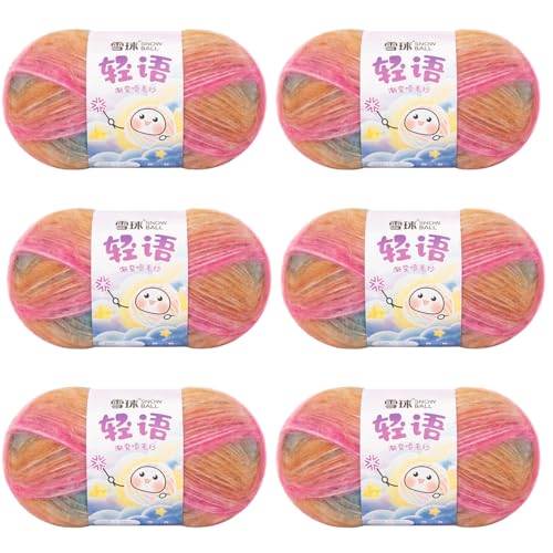 Sockenwolle Baumwolle 100g, 300 Mete Cupcakes Bobbel, Mehrfarbiges Gradient Häkelgarn, Handstrick Häkeln Baumwollstrickgarn Zum Pullover Hüte (Kombination B (ohne helle Seide),6 PCS) von YayaVrillant