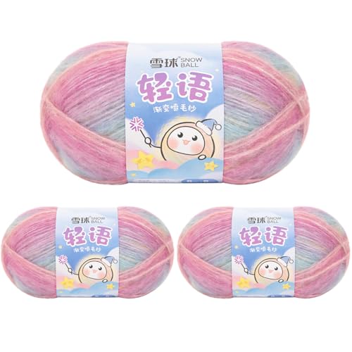 Sockenwolle Baumwolle 100g, 300 Mete Cupcakes Bobbel, Mehrfarbiges Gradient Häkelgarn, Handstrick Häkeln Baumwollstrickgarn Zum Pullover Hüte (Kombination C,3 PCS) von YayaVrillant