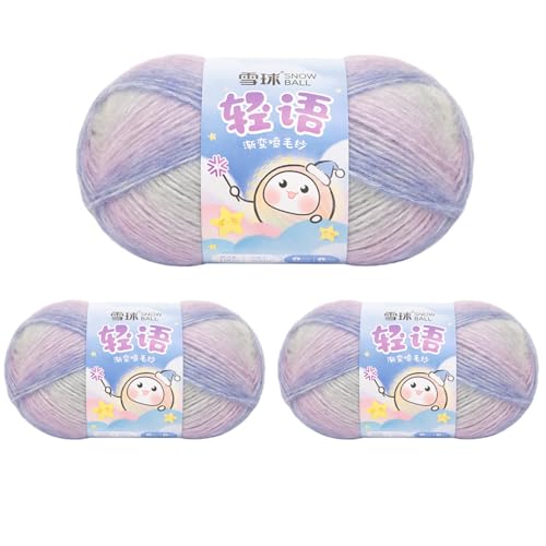 Sockenwolle Baumwolle 100g, 300 Mete Cupcakes Bobbel, Mehrfarbiges Gradient Häkelgarn, Handstrick Häkeln Baumwollstrickgarn Zum Pullover Hüte (Kombination D,3 PCS) von YayaVrillant