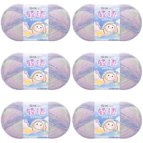 Sockenwolle Baumwolle 100g, 300 Mete Cupcakes Bobbel, Mehrfarbiges Gradient Häkelgarn, Handstrick Häkeln Baumwollstrickgarn Zum Pullover Hüte (Kombination D,6 PCS) von YayaVrillant