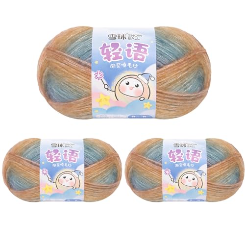 Sockenwolle Baumwolle 100g, 300 Mete Cupcakes Bobbel, Mehrfarbiges Gradient Häkelgarn, Handstrick Häkeln Baumwollstrickgarn Zum Pullover Hüte (Kombination F,3 PCS) von YayaVrillant