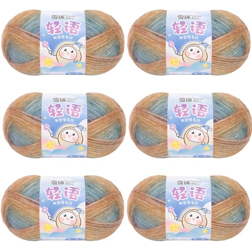 Sockenwolle Baumwolle 100g, 300 Mete Cupcakes Bobbel, Mehrfarbiges Gradient Häkelgarn, Handstrick Häkeln Baumwollstrickgarn Zum Pullover Hüte (Kombination F,6 PCS) von YayaVrillant