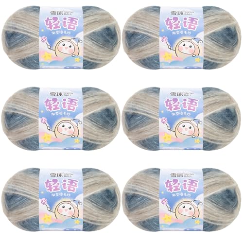 Sockenwolle Baumwolle 100g, 300 Mete Cupcakes Bobbel, Mehrfarbiges Gradient Häkelgarn, Handstrick Häkeln Baumwollstrickgarn Zum Pullover Hüte (Kombination G,6 PCS) von YayaVrillant