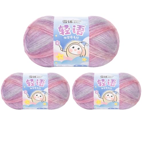 Sockenwolle Baumwolle 100g, 300 Mete Cupcakes Bobbel, Mehrfarbiges Gradient Häkelgarn, Handstrick Häkeln Baumwollstrickgarn Zum Pullover Hüte (Kombination H,3 PCS) von YayaVrillant