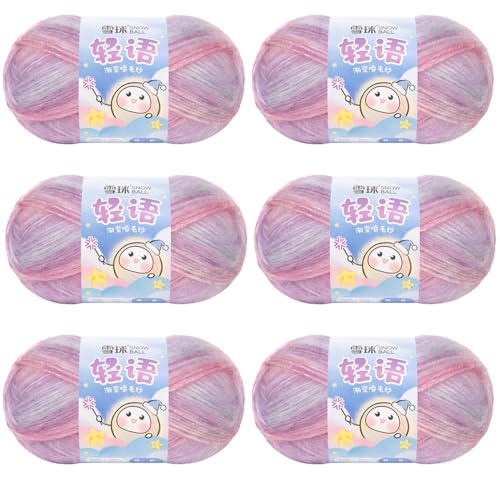 Sockenwolle Baumwolle 100g, 300 Mete Cupcakes Bobbel, Mehrfarbiges Gradient Häkelgarn, Handstrick Häkeln Baumwollstrickgarn Zum Pullover Hüte (Kombination H,6 PCS) von YayaVrillant