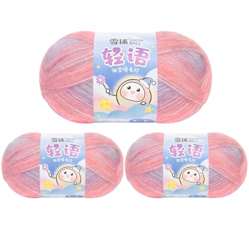 Sockenwolle Baumwolle 100g, 300 Mete Cupcakes Bobbel, Mehrfarbiges Gradient Häkelgarn, Handstrick Häkeln Baumwollstrickgarn Zum Pullover Hüte (Kombination I,3 PCS) von YayaVrillant