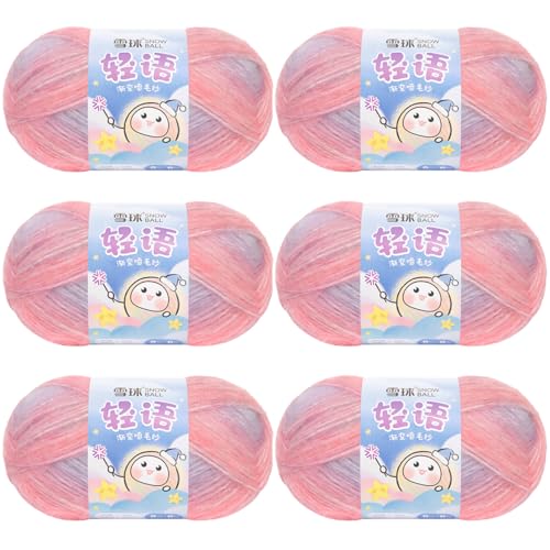 Sockenwolle Baumwolle 100g, 300 Mete Cupcakes Bobbel, Mehrfarbiges Gradient Häkelgarn, Handstrick Häkeln Baumwollstrickgarn Zum Pullover Hüte (Kombination I,6 PCS) von YayaVrillant