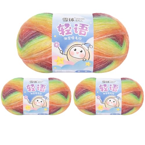 Sockenwolle Baumwolle 100g, 300 Mete Cupcakes Bobbel, Mehrfarbiges Gradient Häkelgarn, Handstrick Häkeln Baumwollstrickgarn Zum Pullover Hüte (Kombination J,3 PCS) von YayaVrillant