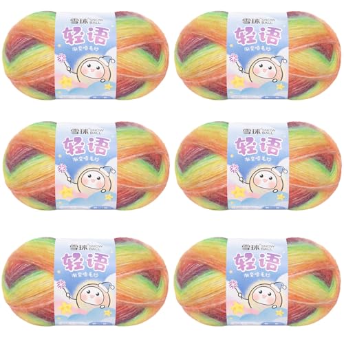 Sockenwolle Baumwolle 100g, 300 Mete Cupcakes Bobbel, Mehrfarbiges Gradient Häkelgarn, Handstrick Häkeln Baumwollstrickgarn Zum Pullover Hüte (Kombination J,6 PCS) von YayaVrillant