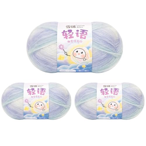 Sockenwolle Baumwolle 100g, 300 Mete Cupcakes Bobbel, Mehrfarbiges Gradient Häkelgarn, Handstrick Häkeln Baumwollstrickgarn Zum Pullover Hüte (Kombination K (ohne helle Seide),3 PCS) von YayaVrillant