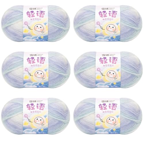 Sockenwolle Baumwolle 100g, 300 Mete Cupcakes Bobbel, Mehrfarbiges Gradient Häkelgarn, Handstrick Häkeln Baumwollstrickgarn Zum Pullover Hüte (Kombination K (ohne helle Seide),6 PCS) von YayaVrillant