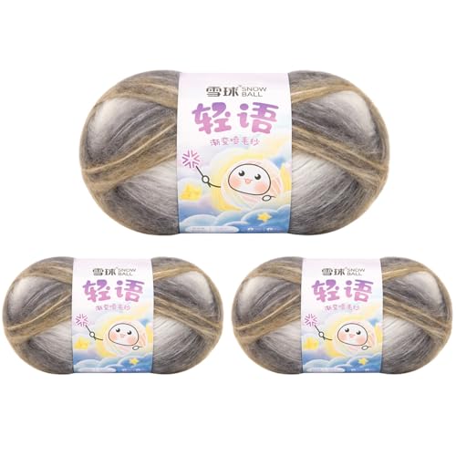 Sockenwolle Baumwolle 100g, 300 Mete Cupcakes Bobbel, Mehrfarbiges Gradient Häkelgarn, Handstrick Häkeln Baumwollstrickgarn Zum Pullover Hüte (Kombination M (ohne helle Seide),3 PCS) von YayaVrillant