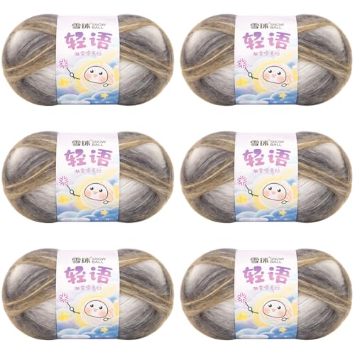 Sockenwolle Baumwolle 100g, 300 Mete Cupcakes Bobbel, Mehrfarbiges Gradient Häkelgarn, Handstrick Häkeln Baumwollstrickgarn Zum Pullover Hüte (Kombination M (ohne helle Seide),6 PCS) von YayaVrillant