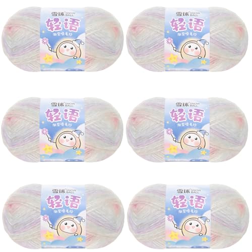 Sockenwolle Baumwolle 100g, 300 Mete Cupcakes Bobbel, Mehrfarbiges Gradient Häkelgarn, Handstrick Häkeln Baumwollstrickgarn Zum Pullover Hüte (Kombination N,6 PCS) von YayaVrillant