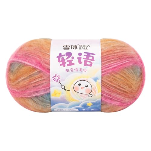 Wolle Farbverlauf 100g, 300 Mete Cupcakes Bobbel, Mehrfarbiges Gradient Häkelgarn, Handstrick Häkeln Baumwollstrickgarn Zum Pullover Hüte (Kombination B (ohne helle Seide),1 PCS) von YayaVrillant