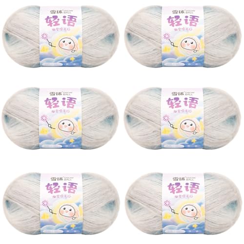 Wolle Farbverlauf 100g, 300 Mete Cupcakes Bobbel, Mehrfarbiges Gradient Häkelgarn, Handstrick Häkeln Baumwollstrickgarn Zum Pullover Hüte (Kombination L (ohne helle Seide),6 PCS) von YayaVrillant