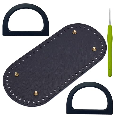 Taschenboden zum Häkeln, Yayatty 1 Stück Gehäkelte Taschenbasis mit 2 Stück Taschengriffe Holz, Ovale Ledertaschenbasis, Tasche Häkeln Zubehör, für Gehäkelte Tragetaschen taschenhenkel (Schwarz) Taschenboden zum Häkeln, Yayatty 1 Stück Gehäkelte Taschenbasis mit 2 Stück Taschengriffe Holz, Ovale Ledertaschenbasis, Tasche Häkeln Zubehör, für Gehäkelte Tragetaschen taschenhenkel (Schwarz) von Yayatty
