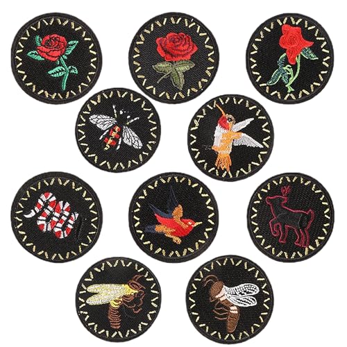 Yayatty 10 Stück Flicken Patches Patches Sticker, Rose Hortensie Lotus Mixed Blumenkorb Patches zum Aufbügeln Aufnäher Kinder zum Aufbügeln für Basteln DIY, Kleidung, Kleid, Hut von Yayatty