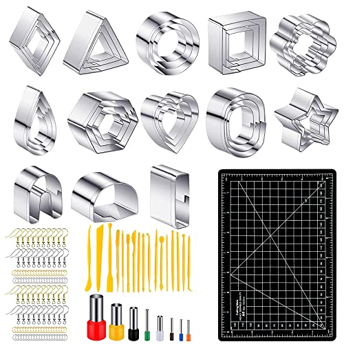 Yayatty 156 Stück Polymer Clay Cutter Set, 33 Form Clay Ohrring Cutters mit Ohrringe Zubehör, Plastic Clay Ohrringschneider für Polymer Clay Schmuckherstellung Yayatty 156 Stück Polymer Clay Cutter Set, 33 Form Clay Ohrring Cutters mit Ohrringe Zubehör, Plastic Clay Ohrringschneider für Polymer Clay Schmuckherstellung von Yayatty