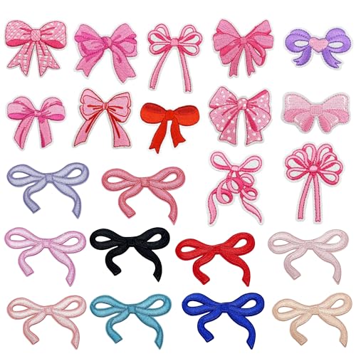 Yayatty 22 x Schleifen-Aufnäher zum Aufbügeln, Stickerei, Fliegen, Nähen, bestickte Applikationen für Hüte, Taschen, Jacken von Yayatty