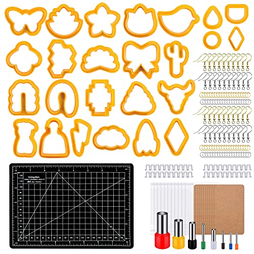 Yayatty 294 Stück Ohrring Schneider für Polymer Ton Set, 25 Form Polymer Clay Earring Making Kit mit Ohrringe Zubehör, Plastic Clay Ohrringschneider für Polymer Clay Schmuckherstellung von Yayatty