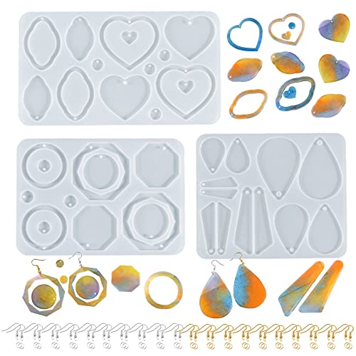 Yayatty 3 Stück Ohrring Schmuck Silikonform, Epoxidharz Gießform für Ohrring, Ohrringe Resin Silikonform mit Ohrringhaken und Biegeringen für Schmuck Ohrring Anhänger Schlüsselanhänger Yayatty 3 Stück Ohrring Schmuck Silikonform, Epoxidharz Gießform für Ohrring, Ohrringe Resin Silikonform mit Ohrringhaken und Biegeringen für Schmuck Ohrring Anhänger Schlüsselanhänger von Yayatty