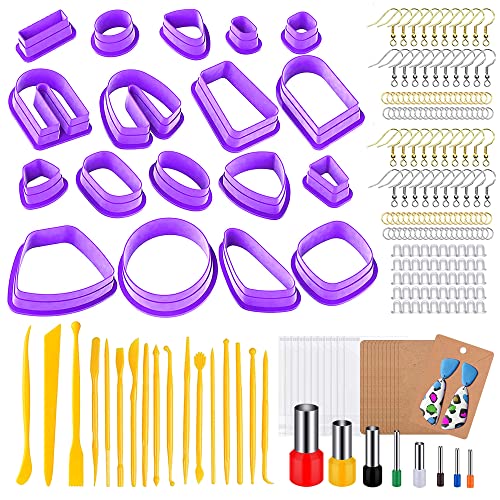 Yayatty 400 Stück Polymer Clay Cutter Set, 18 Form Clay Ohrring Cutters mit Ohrringe Zubehör, Plastic Clay Ohrringschneider für Polymer Clay Schmuckherstellung, Lila Yayatty 400 Stück Polymer Clay Cutter Set, 18 Form Clay Ohrring Cutters mit Ohrringe Zubehör, Plastic Clay Ohrringschneider für Polymer Clay Schmuckherstellung, Lila von Yayatty