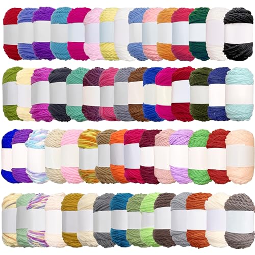 Yayatty 60 Farbe Wolle zum Häkeln, Wolle Zum Stricken Häkelwolle, 50g Multicolor Garnstränge für Häkeln DIY, Handarbeit Stricken Garn, DIY Projekt von Yayatty