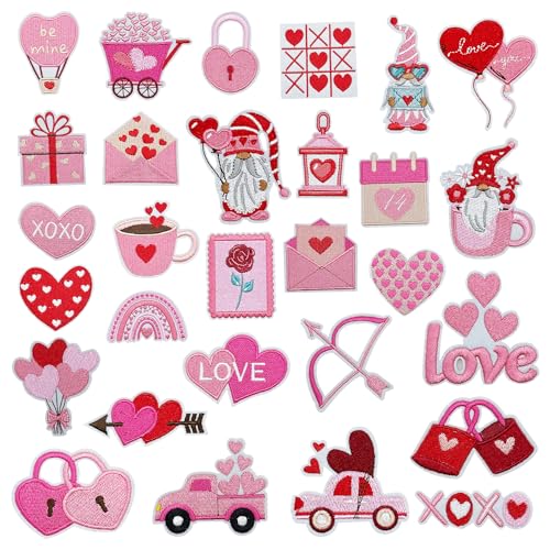 Yayatty Aufnäher zum Aufbügeln, herzförmig, bestickt, für Kleidung, Kleider, Rucksäcke und DIY-Dekorationen, Rosa, 29 Stück Yayatty Aufnäher zum Aufbügeln, herzförmig, bestickt, für Kleidung, Kleider, Rucksäcke und DIY-Dekorationen, Rosa, 29 Stück von Yayatty