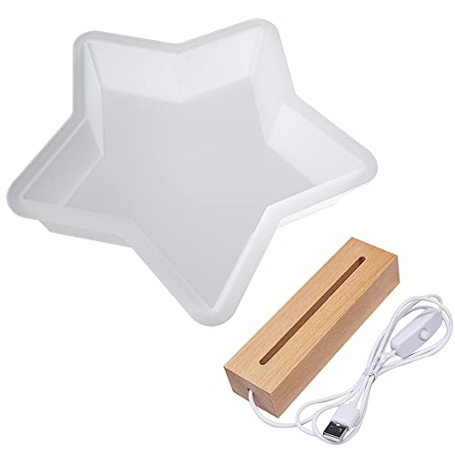 Yayatty Große Resin Silikonform, Stern Form Silikonformen Epoxidharz mit USB Stromversorgung Beleuchteter Holzsockel für DIY Tischbasteleien, Schreibtischlampe Heimdekoration Yayatty Große Resin Silikonform, Stern Form Silikonformen Epoxidharz mit USB Stromversorgung Beleuchteter Holzsockel für DIY Tischbasteleien, Schreibtischlampe Heimdekoration von Yayatty