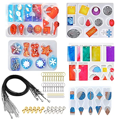 Yayatty Resin Silikonformen Epoxidharz, 5 Stück Schmuck Gießformen für Harz, Anhänger Schmuck Gießformen Set mit Anhänger Schnalle für Anhänger, Halskette Schmuck Herstellung Yayatty Resin Silikonformen Epoxidharz, 5 Stück Schmuck Gießformen für Harz, Anhänger Schmuck Gießformen Set mit Anhänger Schnalle für Anhänger, Halskette Schmuck Herstellung von Yayatty