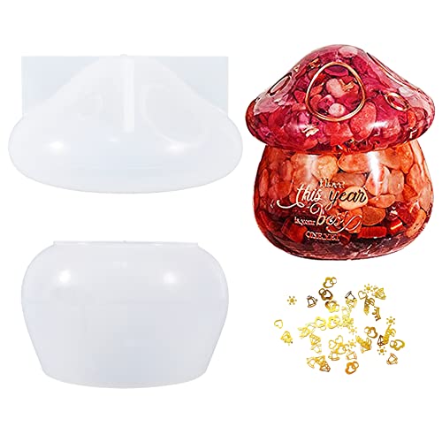 Yayatty Silikonform Epoxidharz Pilz Harzform mit Deckel, Vorratsdosen Gießharz Resin Form mit Deckel, Metallaufkleber für Aufbewahrungsbox, Kerzenhalter, Heimdekoration Yayatty Silikonform Epoxidharz Pilz Harzform mit Deckel, Vorratsdosen Gießharz Resin Form mit Deckel, Metallaufkleber für Aufbewahrungsbox, Kerzenhalter, Heimdekoration von Yayatty