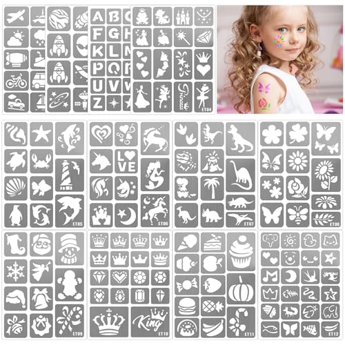 183-teiliges temporäres Tattoo-Schablonen-Set für Kinder, Malschablonen-Set für Gesicht und Körper, Glitzer-Tattoo-Schablone für Mädchen und Jungen für Schulaufführungen, Geburtstage, Weihnachtsfeiern 183-teiliges temporäres Tattoo-Schablonen-Set für Kinder, Malschablonen-Set für Gesicht und Körper, Glitzer-Tattoo-Schablone für Mädchen und Jungen für Schulaufführungen, Geburtstage, Weihnachtsfeiern von Yazhiji