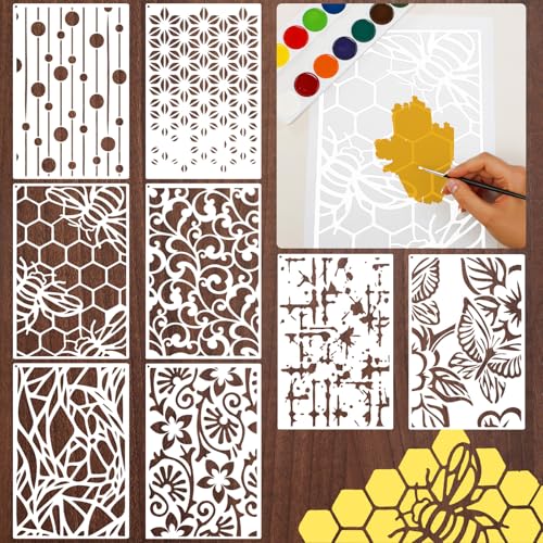 Geometrische Schablonen zum Malen, wiederverwendbare geometrische Malschablonen, abstrakte Schichtschablone zum Malen auf Holz, Leinwand, Möbel, Bodendekoration, Bastelbedarf, Weiß, 8 Stück (Geometric Geometrische Schablonen zum Malen, wiederverwendbare geometrische Malschablonen, abstrakte Schichtschablone zum Malen auf Holz, Leinwand, Möbel, Bodendekoration, Bastelbedarf, Weiß, 8 Stück (Geometric von Yazhiji