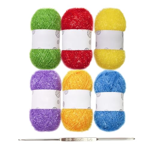 Yazhuq Scrubs Garn für Geschirrtücher, Häkelgarn, Polyester-Garn, Häkelgarn mit Haken, handgefertigtes Garn, funkelnd, Scheuergarn, Scheuergarn von Yazhuq